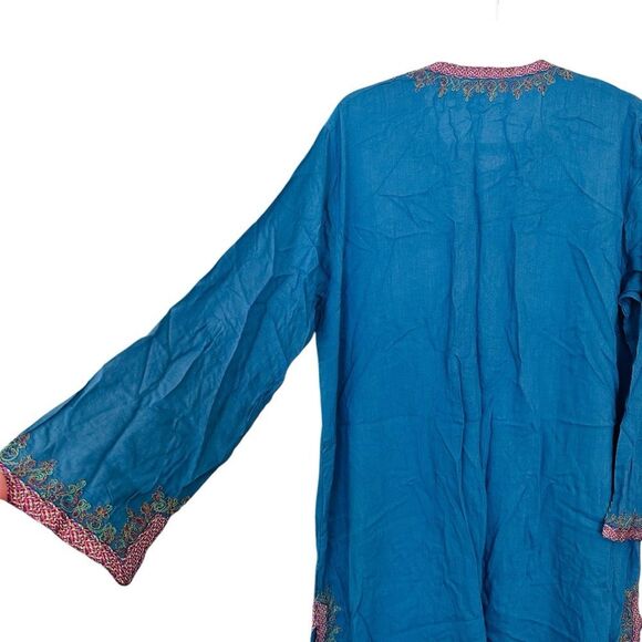 Karim Bourlad Blue Kaftan with Colorful Embroidery - Picture 11 of 14
